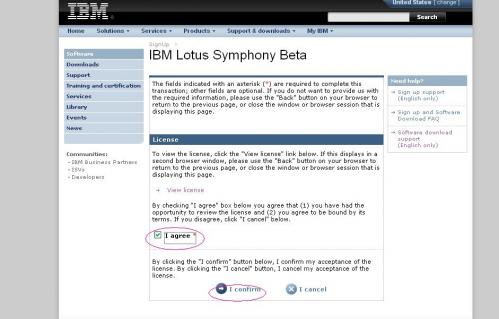 IBM lotus Symphony License